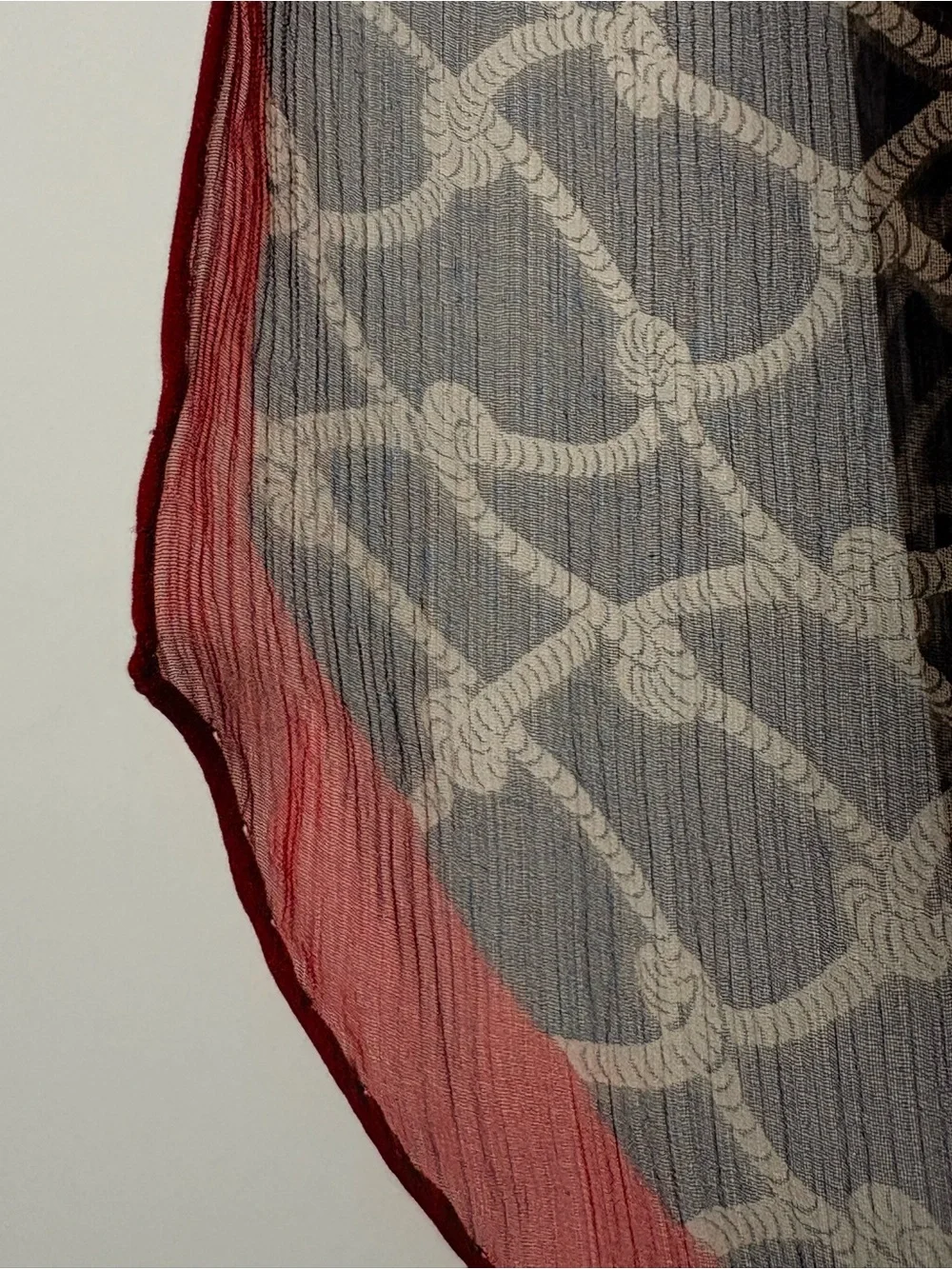 Burberry Rope Check Silk Chiffon Skinny Scarf Twilly Red Black SS 2024 rare